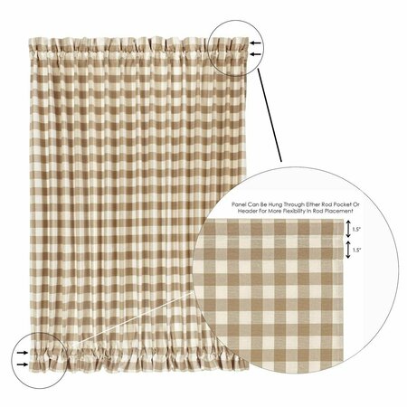 CHESTERFIELD LEATHER 54 x 72 in. Polyester Light Filtering Buffalo Check Rod Pocket Curtain Panel, Taupe CH2512214